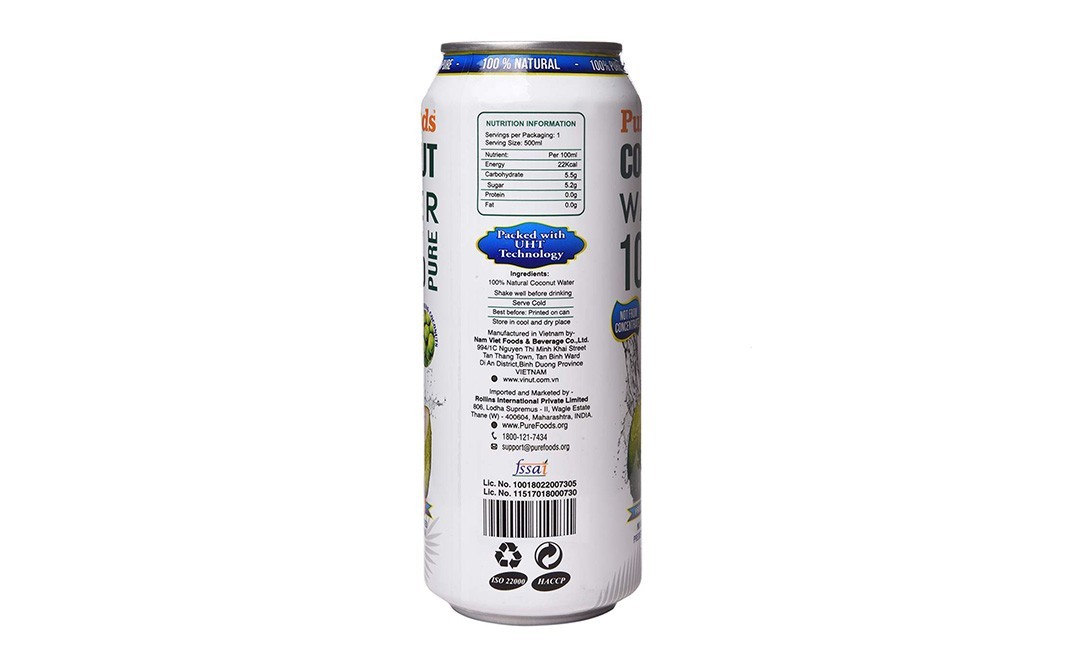 Purefoods 100% Pure Coconut Water    Tin  500 millilitre